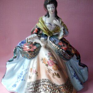 Capodimonte (?) Italian Porcelain  15" Victorian Figurine